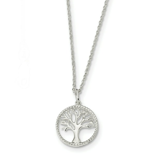 Round Tree of Life Charm Necklace 925 Sterling Silver Vines Leaves Family NEW